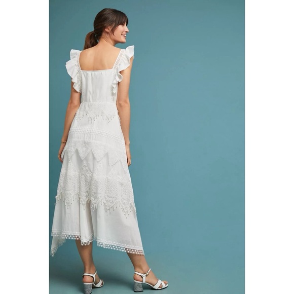 Anthropologie x Endless Rose Celeste Tiered Lace Beaded Midi Dress Medium - Picture 3 of 5